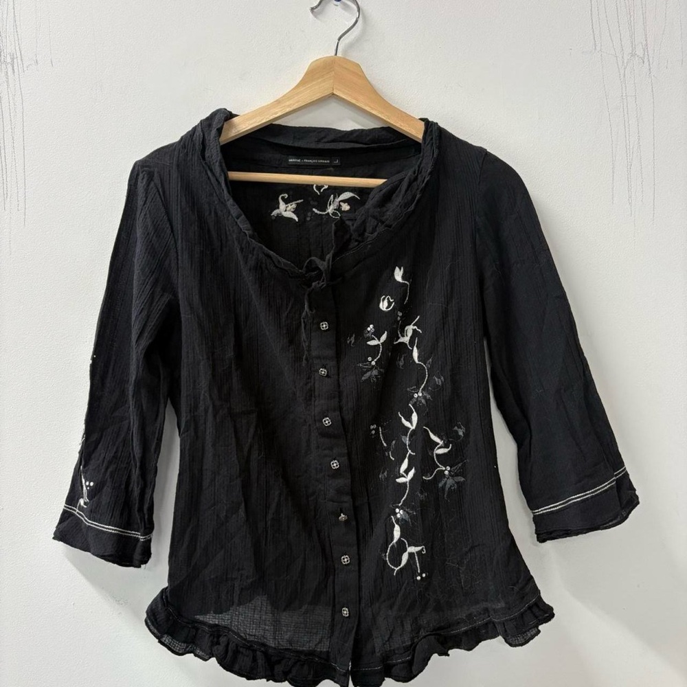 Black Embroidered Women's Top